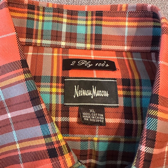 Neiman Marcus Vibrant Plaid Button Down Shirt - Picture 4 of 8